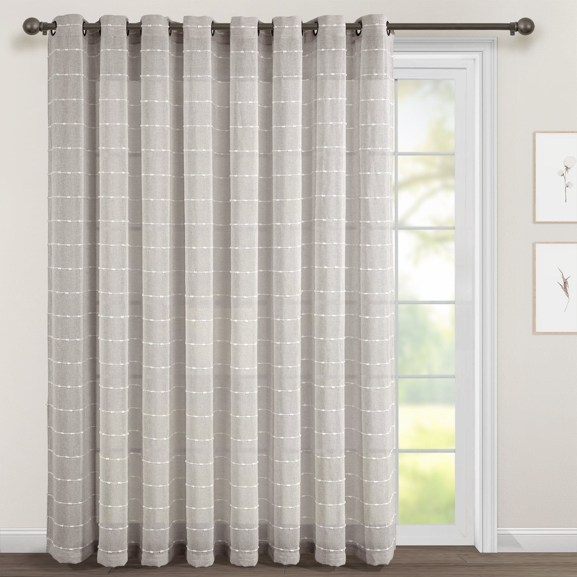 Farmhouse Style Textured Grommet Sheer Curtains - Ultra Wide Window Panels for Living Room, Bedroom & Dining Room - Light Filtering Privacy Drapes for Home Decor