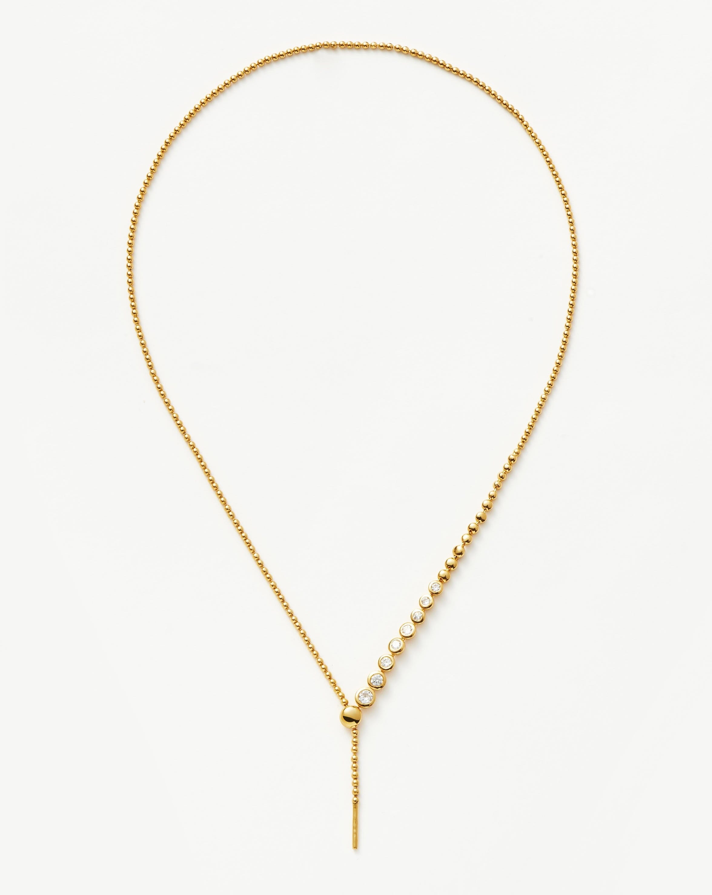 Elegant Beaded Stone Slider Lariat Necklace - 18k Gold Vermeil & Cubic Zirconia Jewelry for Women | Perfect for Date Night, Wedding & Special Occasions