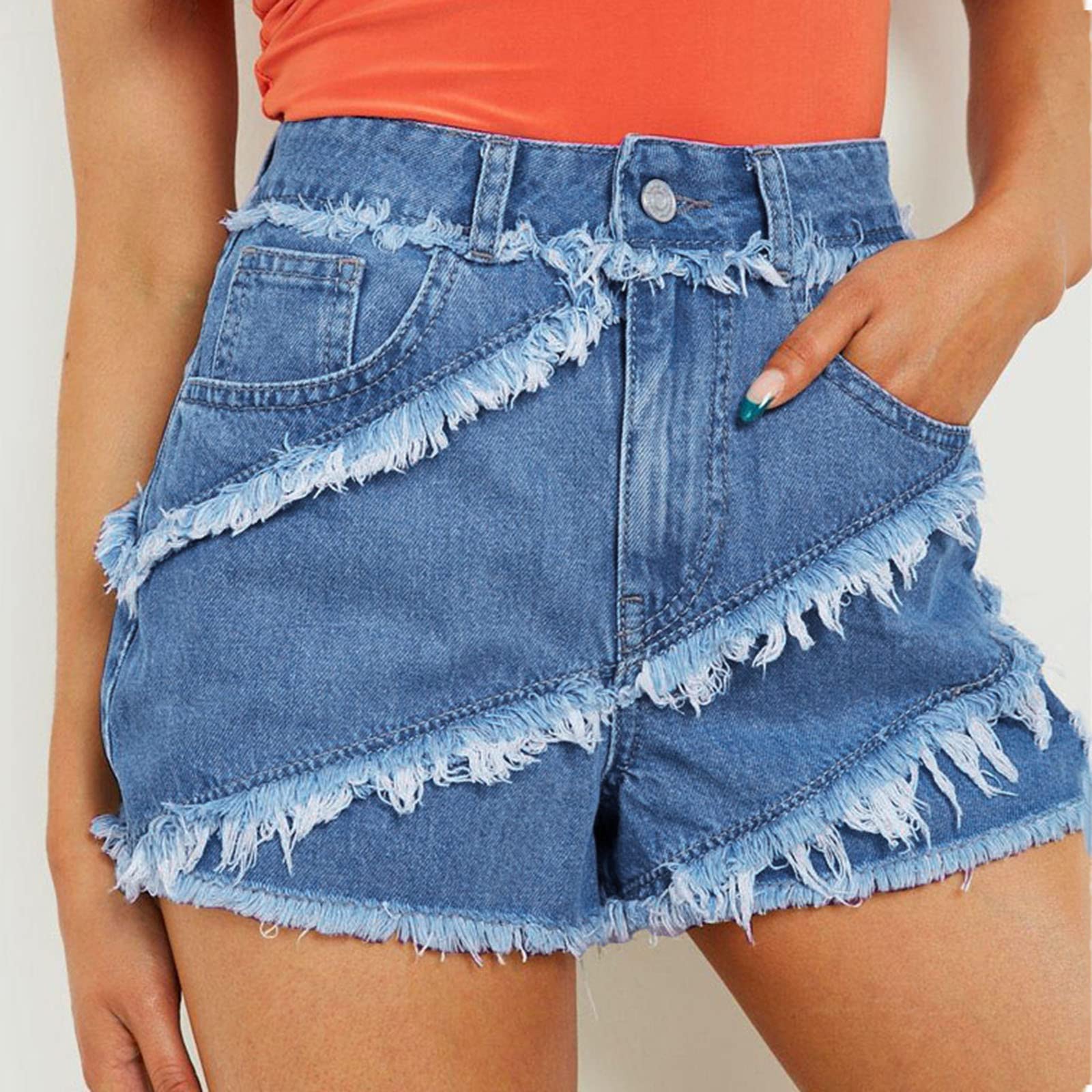 Stylish Fringed Denim Shorts for Women & Teen Girls - High Waisted Baggy Jean Shorts with Pockets | Perfect for Streetwear, Summer Outfits & Casual Dressy Looks