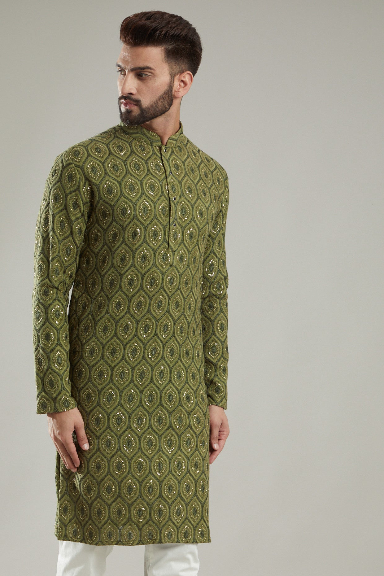 Mehendi Green Silk Embroidered Kurta for Women | Traditional Indian Ethnic Wear | Perfect for Festivals, Weddings & Special Occasions