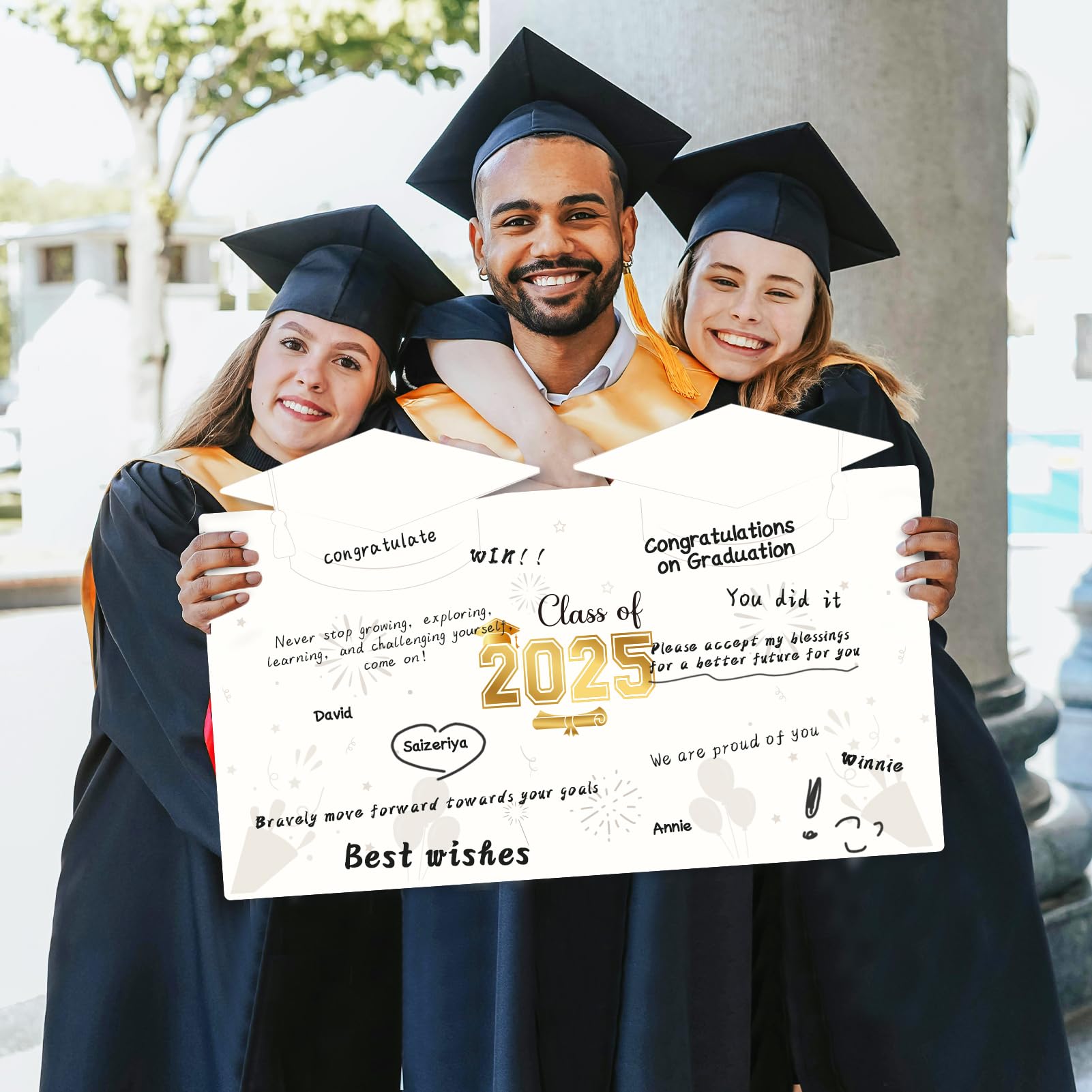 2025 Black Gold Jumbo Graduation Guest Book - Perfect for College & High School Graduation Parties