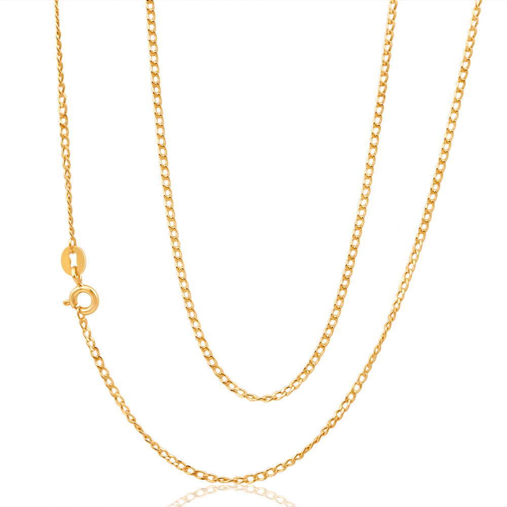 9ct Yellow Gold 60cm 40 Gauge Curb Chain Necklace for Men & Women - Durable & Stylish Jewelry for Everyday Wear, Gifts & Special Occasions