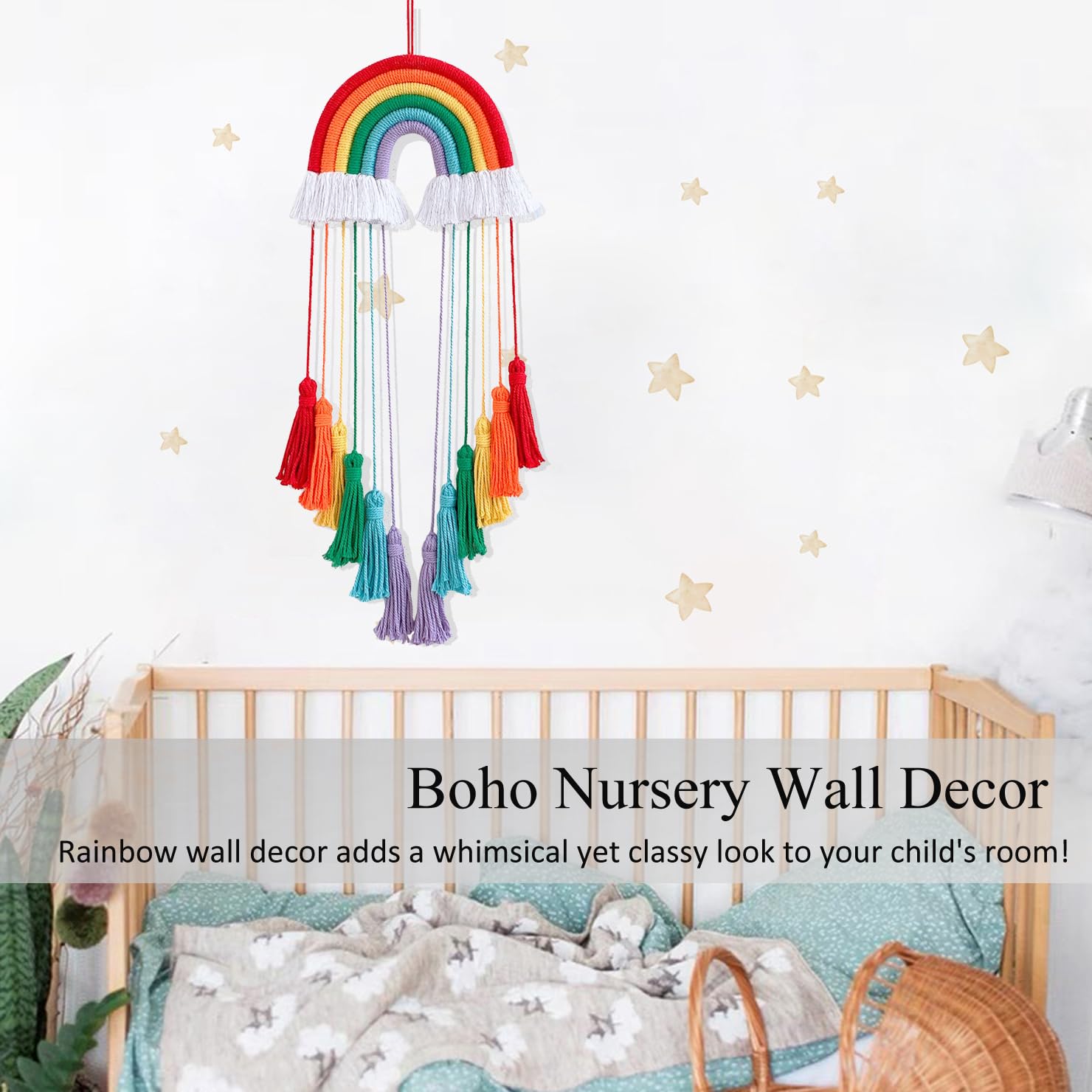 ACEDSGN Rainbow Macrame Bow Holder - Handmade Hair Clip Organizer for Baby Girls, Boho Nursery Decor, Headband Storage | Perfect for Birthday, Valentine's Day Gifts & Kids' Bedroom Party Decor