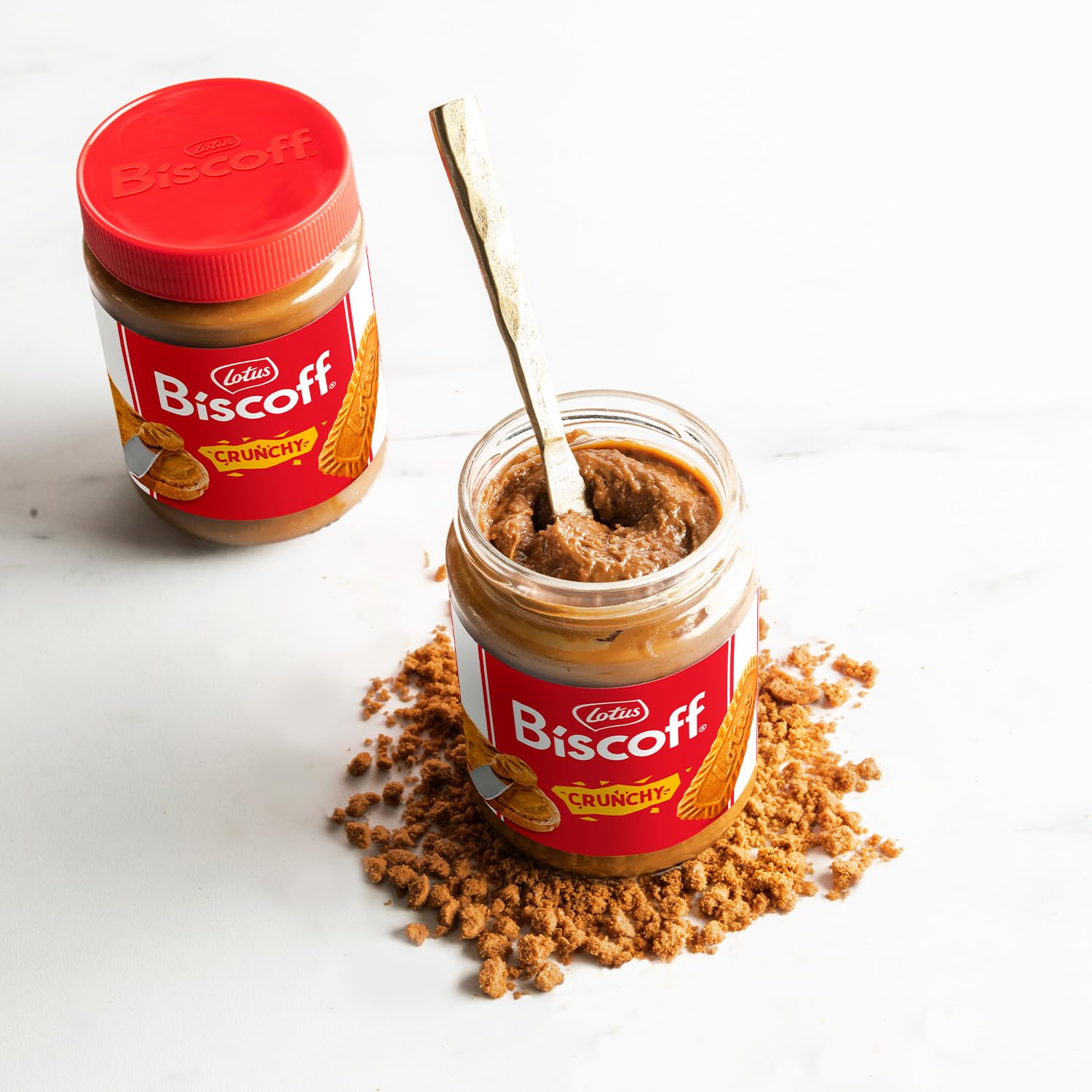 Crunchy Lotus Biscoff Cookie Butter Spread - Non-GMO, Vegan, Gluten-Free - 13.4 Oz Jar (Pack of 8) - Perfect for Toast, Pancakes, Desserts & Baking