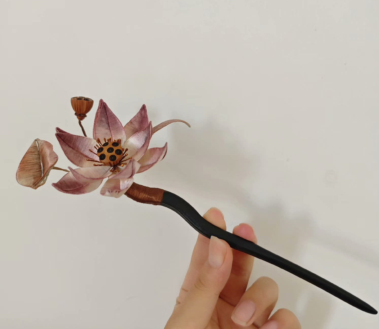 Lotus Silk Hairpin - Handmade Chinese Chanhua Hair Clip for Women | Elegant Hair Accessories for Weddings, Parties & Special Occasions