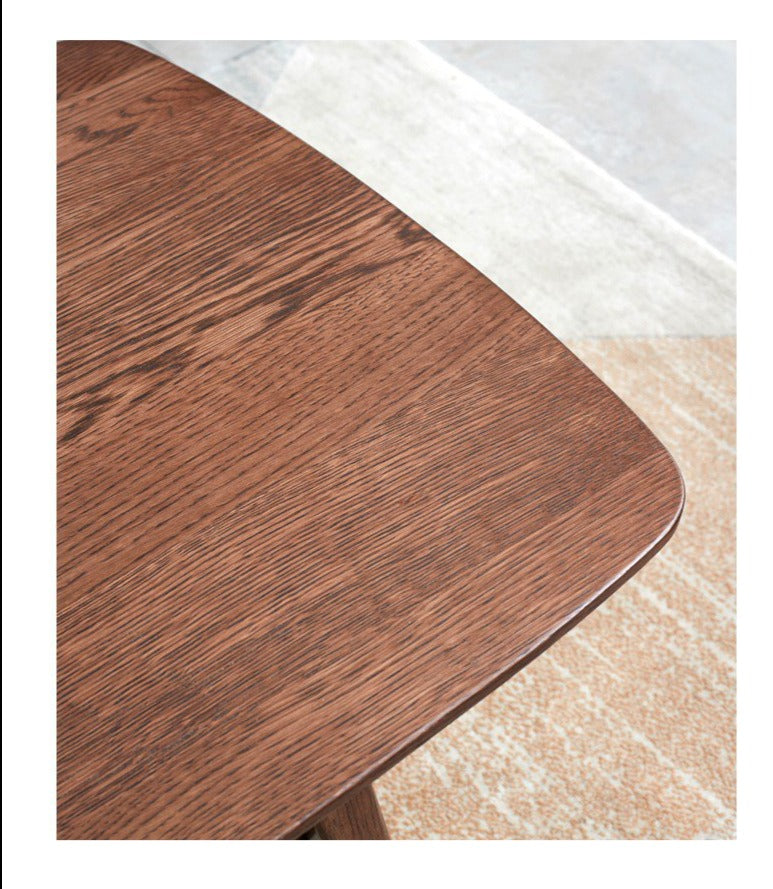 Solid Oak Wood Walnut Finish Double Layer Coffee Table - Modern Living Room Furniture for Home Decor & Small Space