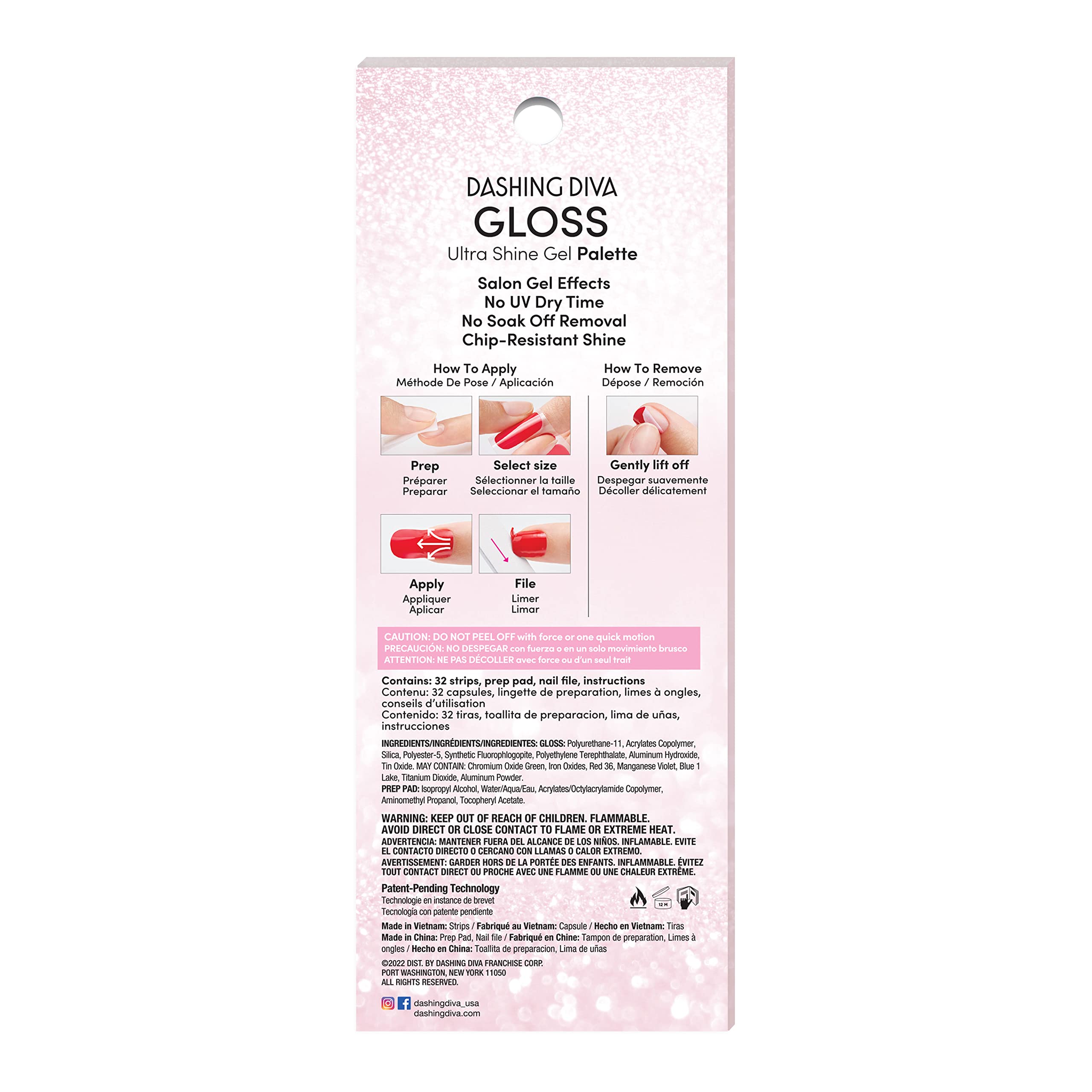 Dashing Diva Gloss Holiday Nail Strips - Ornamental Dream | 32 UV-Free Gel Nail Stickers with Prep Pad & Nail File | Chip-Resistant, Long-Lasting Manicure for Christmas Parties & Special Occasions