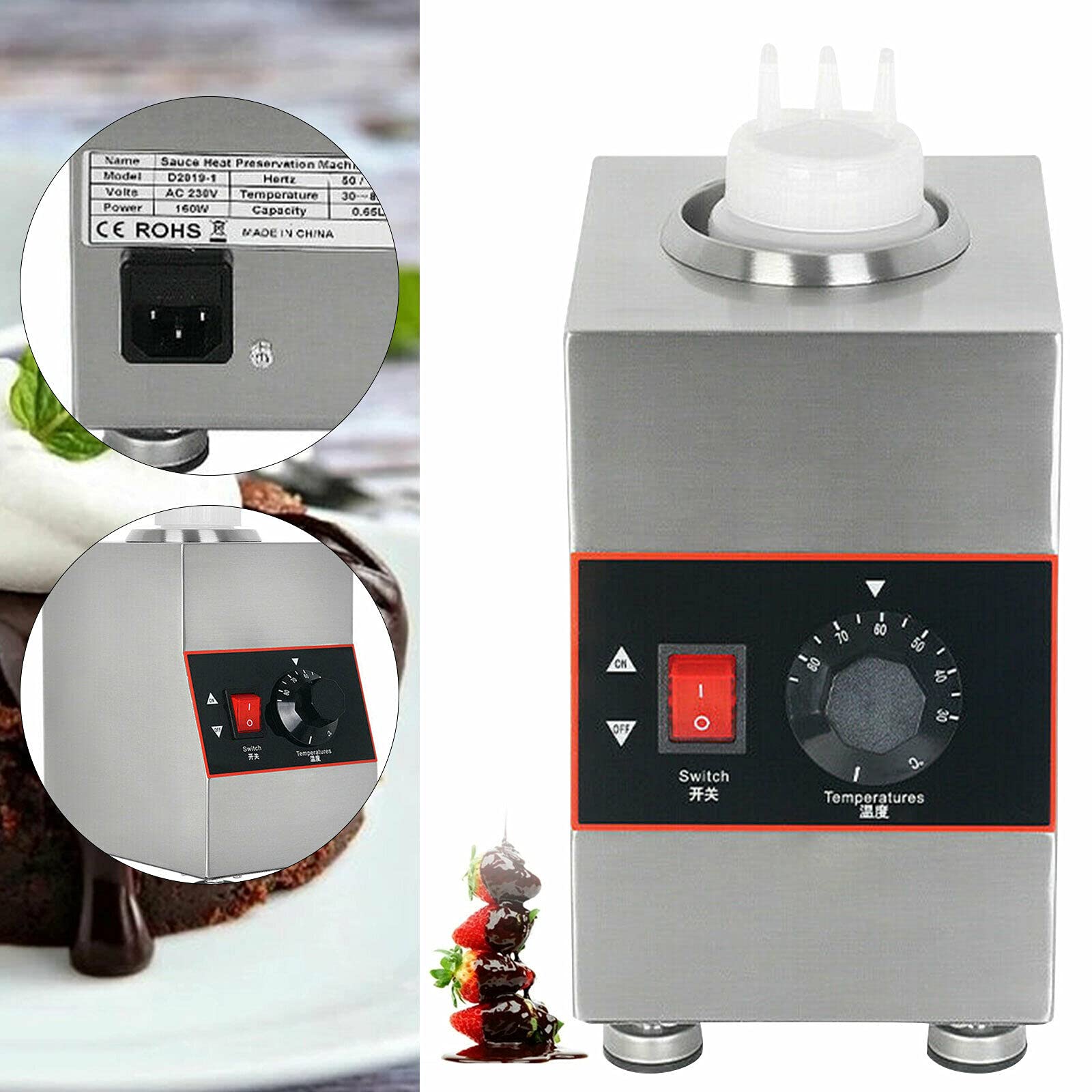 Commercial Electric Sauce Warmer & Jam Heater - Countertop Food Warmer with Pump Dispenser for Restaurants, Cafes & Catering - Perfect for Buffets, Food Trucks & Commercial Kitchens