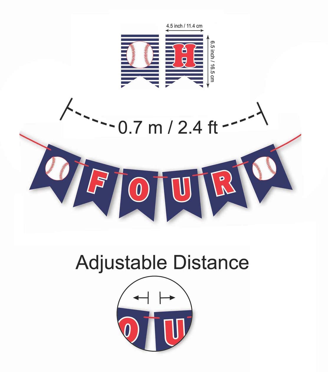 4th Birthday Party Decorations for Boys - Baseball Theme Paper Garland, Banners & Streamers - Perfect for Kids' Birthday Celebrations & Room Decor