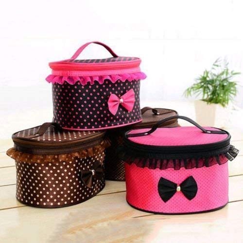 EBOFAB Multi-Functional Travel Makeup Case - Waterproof Cosmetic Organizer Pouch with Bow Design for Women | Perfect for Travel, Gym & Daily Vanity Storage (Multicolor)
