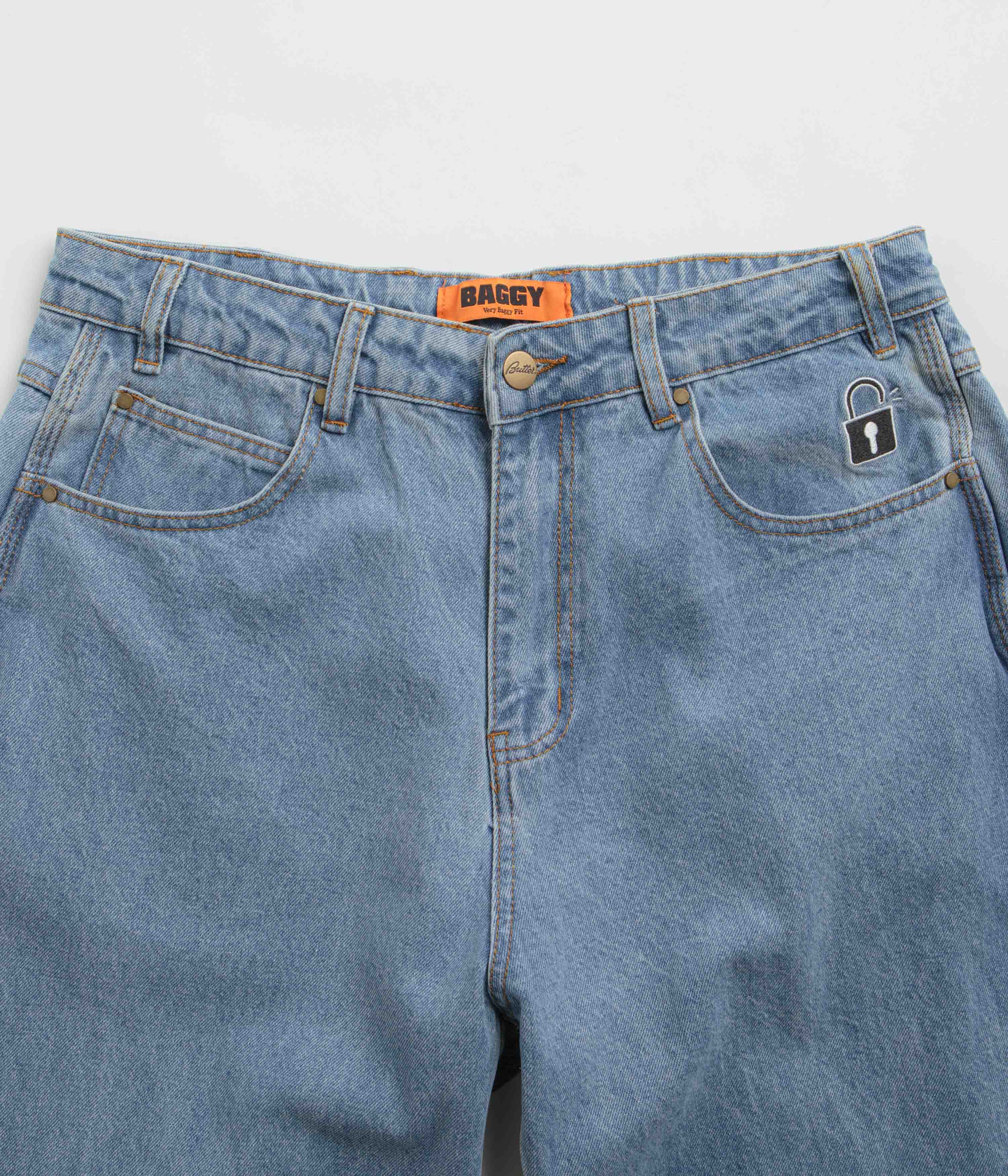 Butter Goods Lock Baggy Jeans - Light Indigo Wash | Vintage Loose Fit Denim Pants for Men | Perfect for Streetwear & Casual Outfits