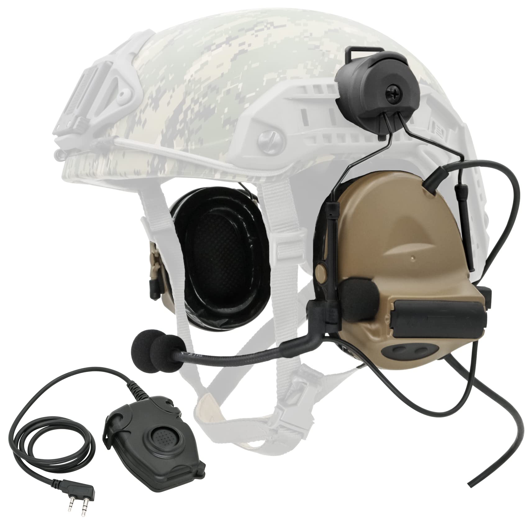 TSVISIONCORE COMTA 2 Tactical Headset with U94 PTT 2pin - Noise Canceling Military Headphones for Airsoft, Hunting, Outdoor Activities, Shooting Range & Tactical Operations