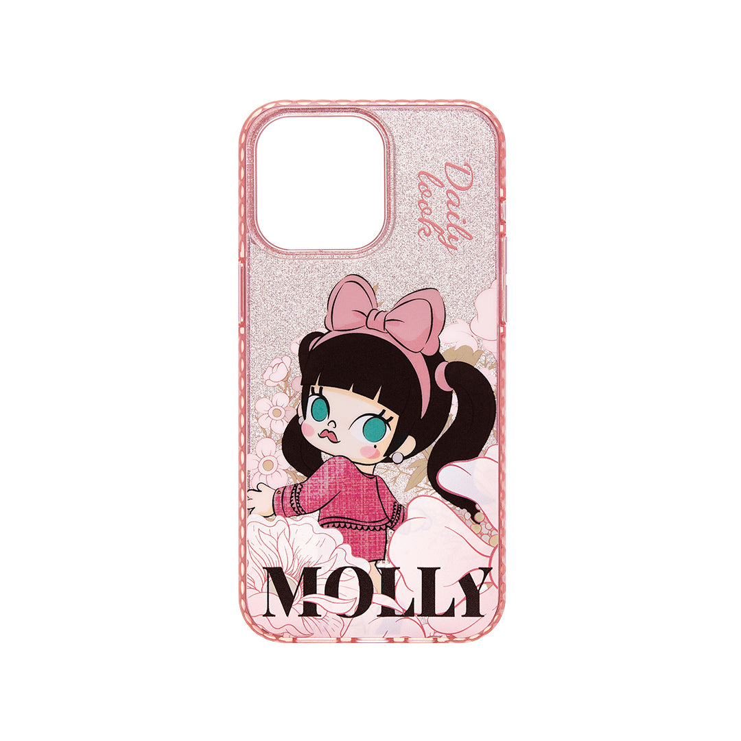 POP MART MOLLY Daily Look Series Cute Cartoon iPhone Case - Trendy Protective Cover for iPhone 13/14/15 Pro Max - Perfect Gift for Anime Fans & Kawaii Lovers (Home, Office, Travel)