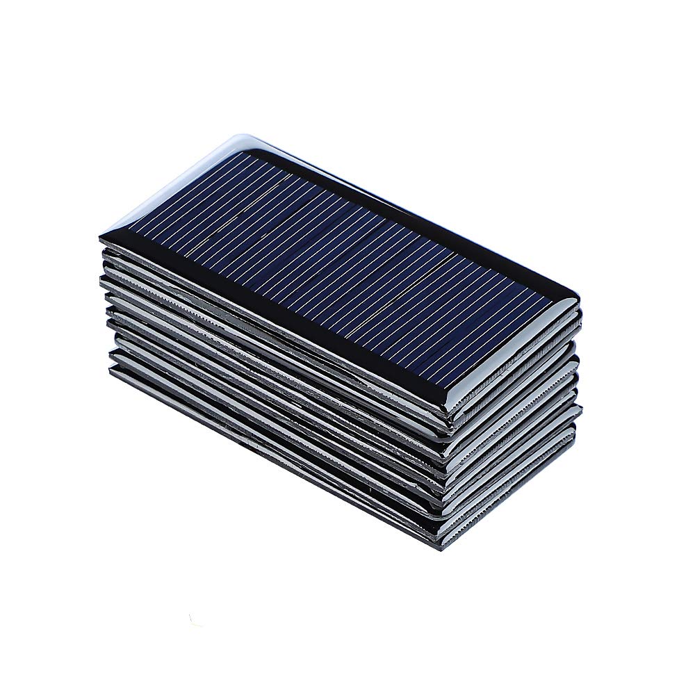 10Pcs 5V 60mA Epoxy Solar Panels - Polycrystalline Solar Cells for DIY Solar Battery Charger & Solar System Kits (68x37mm/2.67