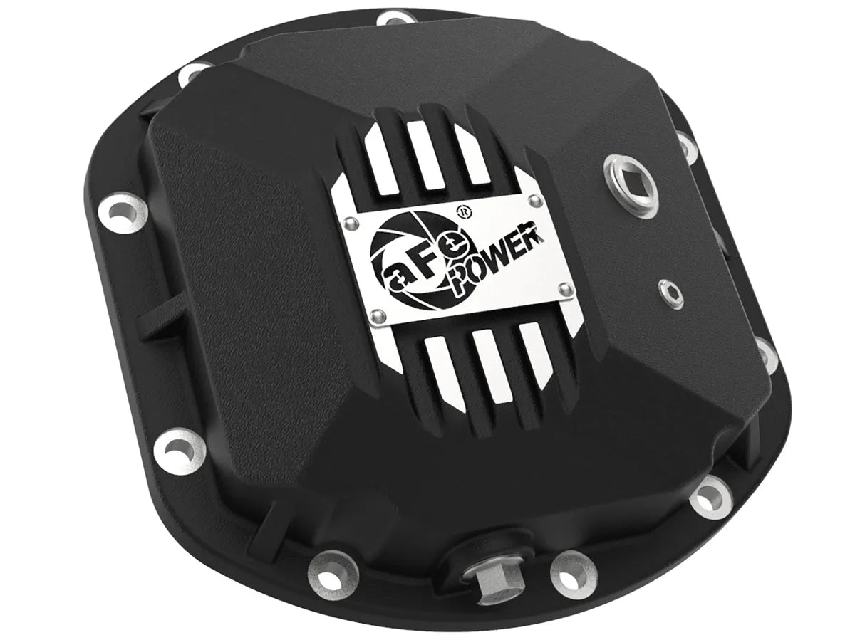 AFE Street Series Front Differential Cover (Black w/Machined Fins & Gear Oil) for Jeep Wrangler TJ & JK 1997-2018 (Dana 30) - Heavy Duty Off-Road Protection & Enhanced Cooling for Trail & Rock Crawling Adventures