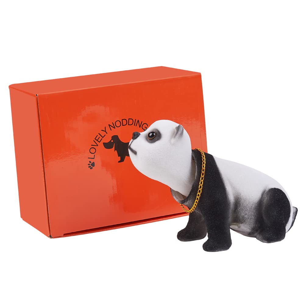 Lucky Panda Bobble Head Figurine - Cute Nodding Panda Car Dashboard Ornament for Vehicle Decoration | Perfect for Car, Office Desk, and Home Decor Gifts