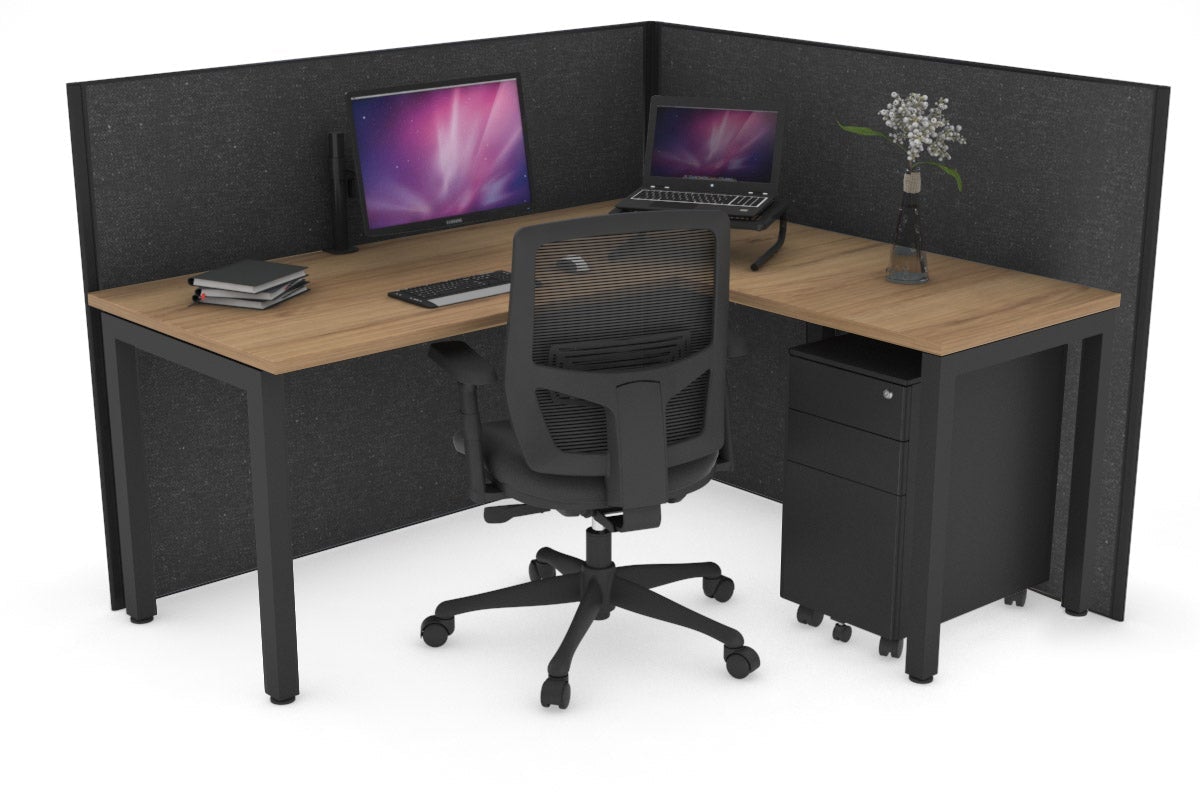 Horizon Quadro Square Legs L-Shaped Corner Office Desk - 1400mm x 1700mm, Modern Home Office Furniture for Small Spaces, Perfect for Workstations, Gaming & Study Areas
