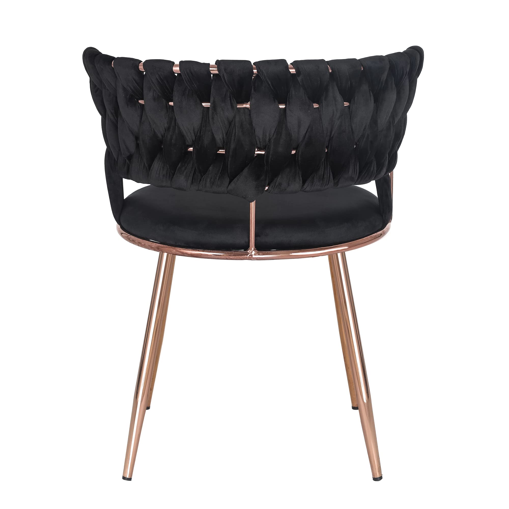 **Homebeez Velvet Upholstered Dining Chairs Set of 2 - Modern Accent Chairs with Rose Gold Metal Legs, Hand-Woven Design for Dining Room, Living Room, Kitchen - Elegant Black Velvet Seating for Home Decor**
