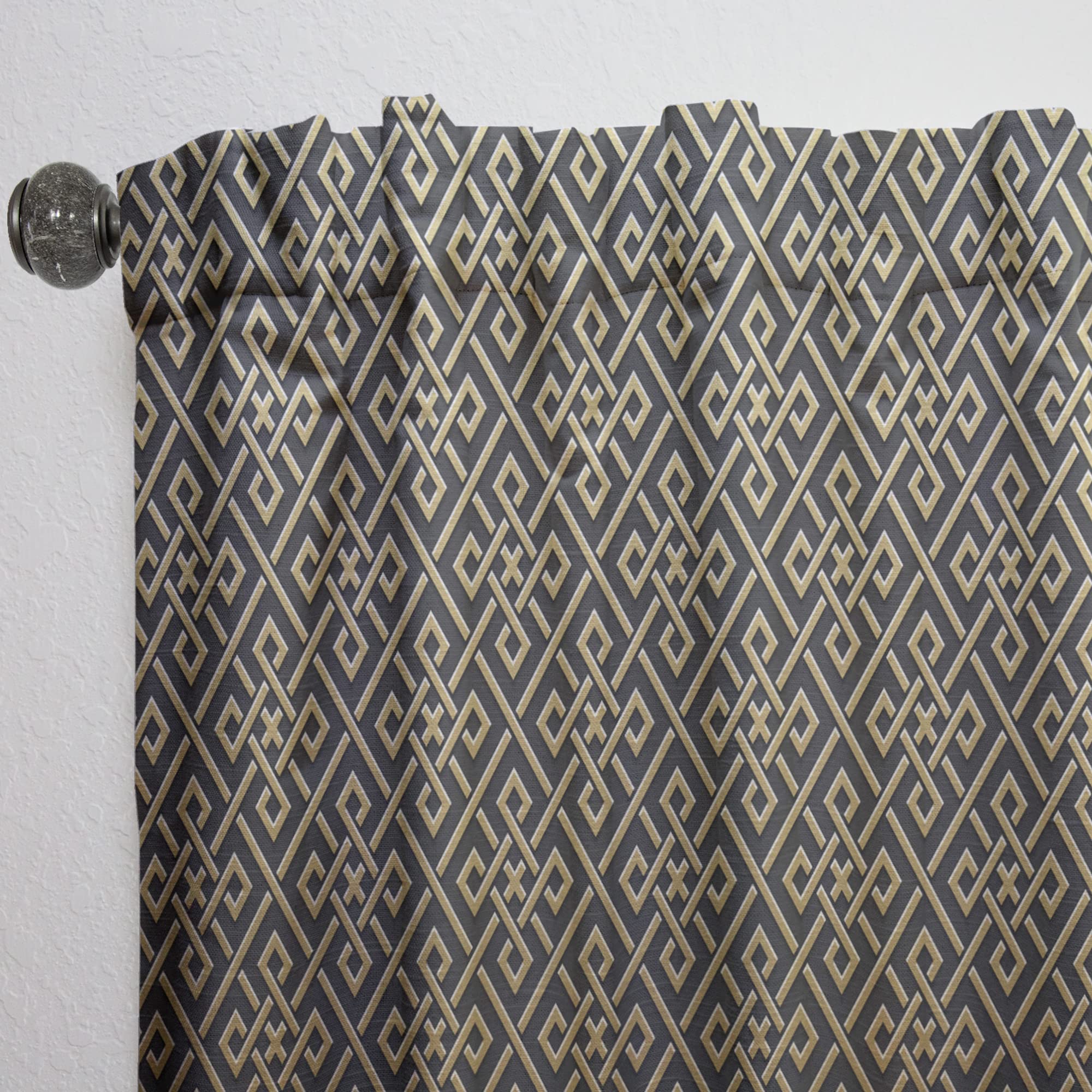Golden Luxury Metallic Geometric Blackout Curtains - Thermal Insulated Single Panel (52x108) for Bedroom & Living Room | Elegant Home Decor, Noise Reducing & Energy Saving Window Treatments