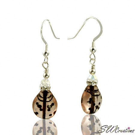 Elegant Mauve Crystal Ladybug Beaded Earrings for Women | Handmade Dainty Jewelry Gift for Her | Perfect for Parties, Weddings & Everyday Wear