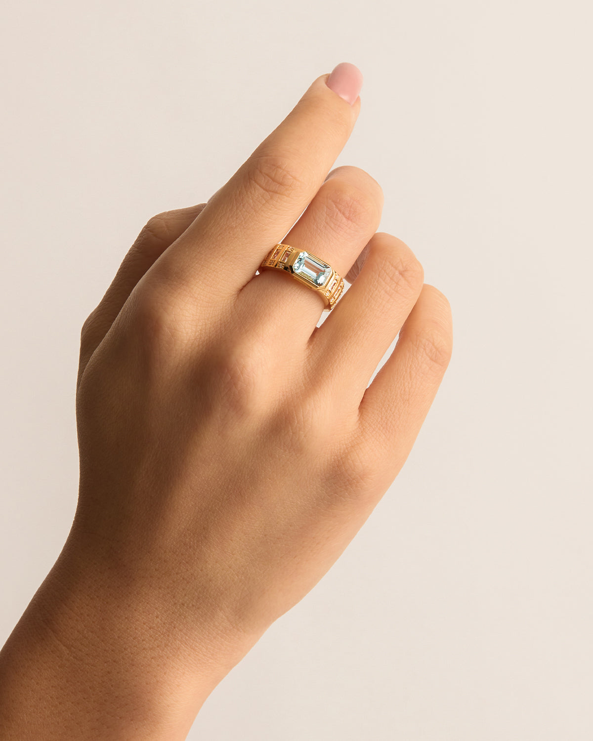 18K Gold Vermeil Calm Your Soul Blue Topaz Ring - Elegant Jewelry for Women, Perfect Gift for Birthday, Anniversary & Special Occasions