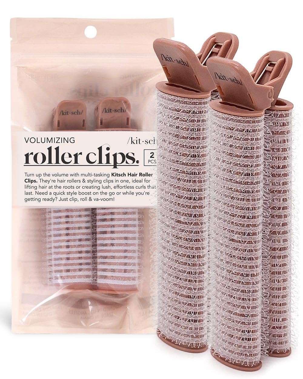 Kitsch Instant Volumizing Hair Clips for Women - Roller Clips for Volume, Curls & Root Lift for All Hair Types | Effortless Curls That Last | Easy to Use Volumizing Hair Root Clips (2pcs, Terracotta) | Perfect for Parties, Weddings & Everyday Styling
