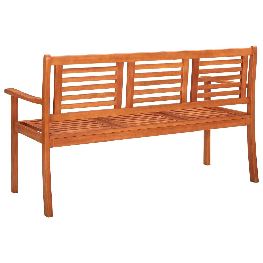 3-Seater Patio Bench - Solid Eucalyptus Wood Outdoor Garden Bench (59.1