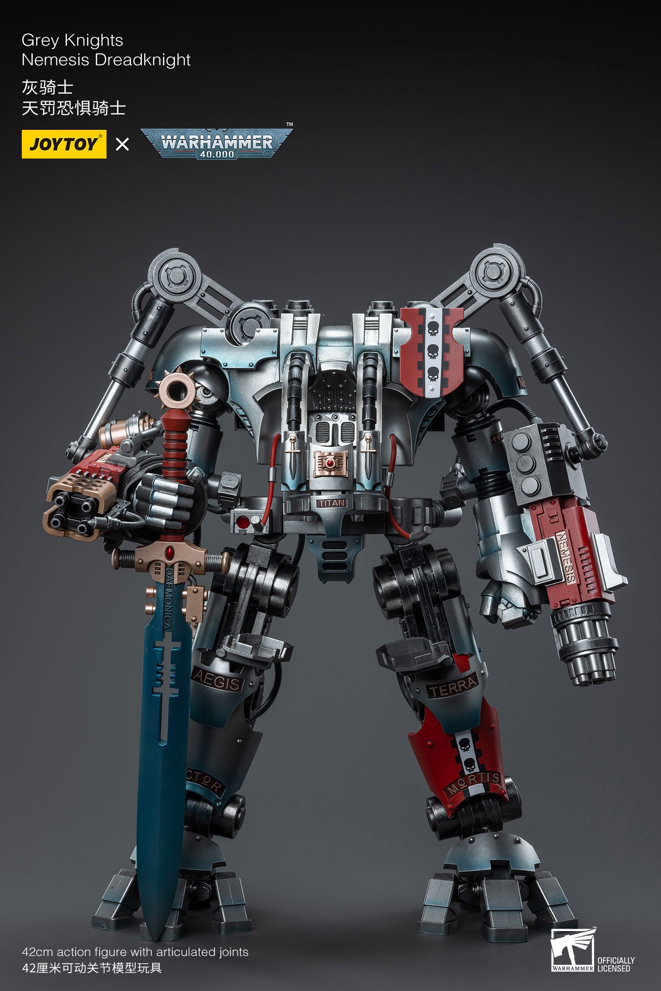 Pre-Order 1/18 JOYTOY Warhammer 40K Grey Knights Nemesis Dreadknight Action Figure Set - Reissue Edition | Collectible Model for Warhammer Fans & Tabletop Gaming Scenes