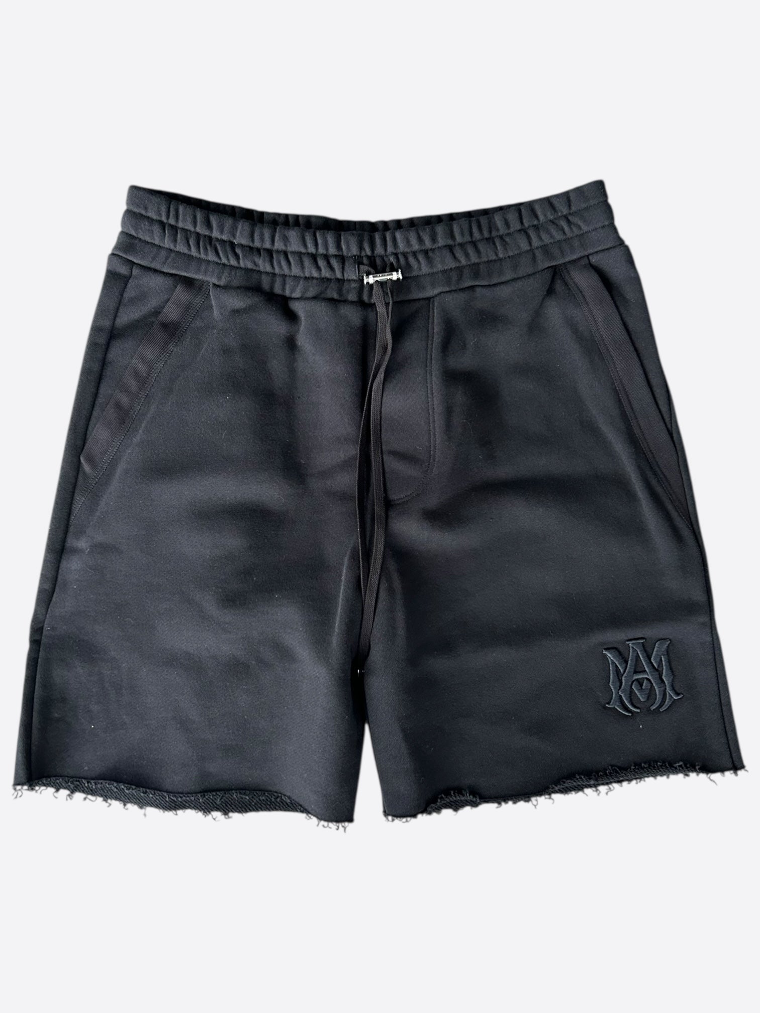 Amiri Black MA Embroidered Logo Shorts for Men - Luxury Designer Casual Shorts with Signature Embellishment | Perfect for Summer Outfits, Streetwear & Vacation Style