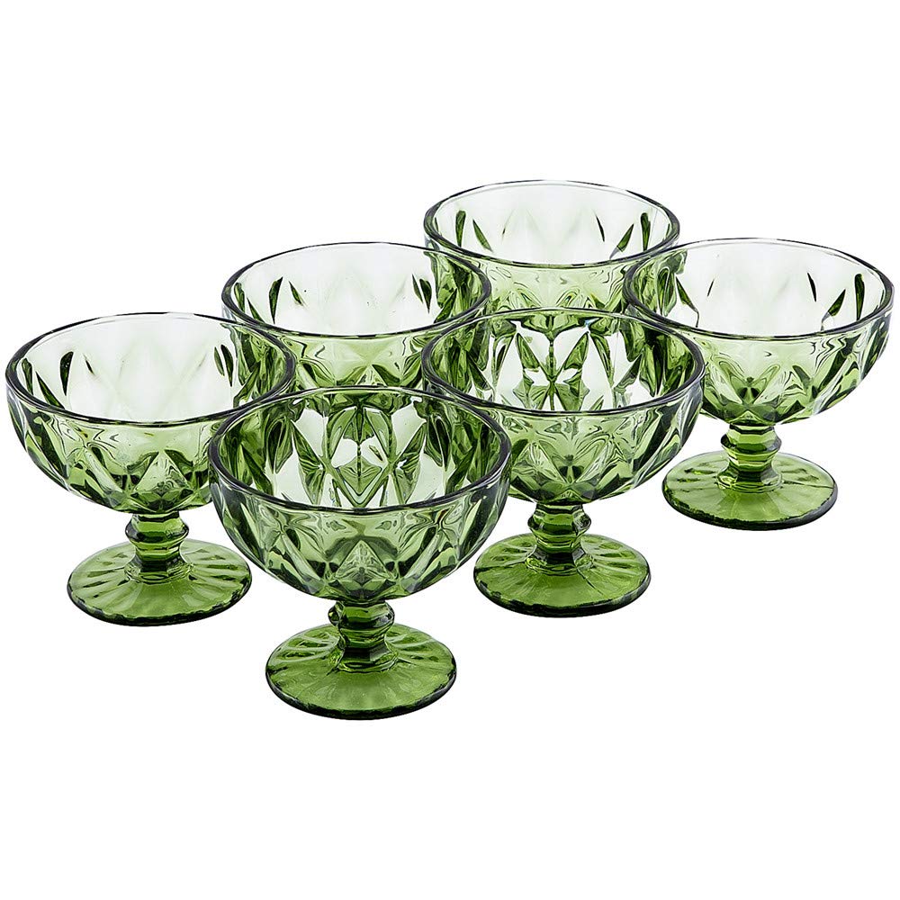 Green Cruise 250ml Glass Serving Bowls - Dessert Bowls for Ice Cream, Fruit, Salad | Elegant Dinnerware for Parties, Home & Restaurant Use