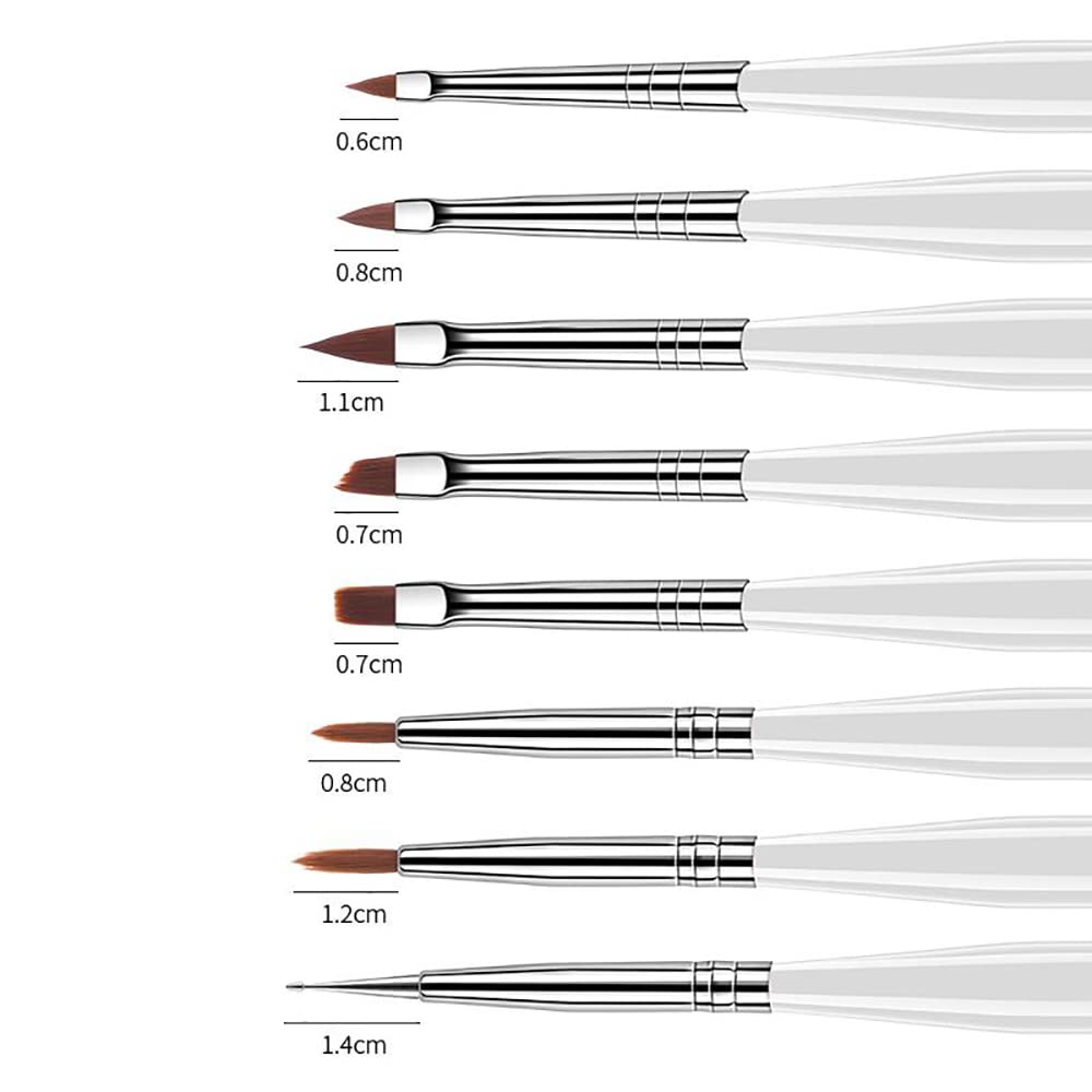 Store2508 Professional 8 Pcs UV Gel Nail Art Brush Set - Dotting, Liner, French Tip & Painting Brushes for Acrylic & Gel Polish | Perfect for Salon, DIY Manicure & Nail Art Design