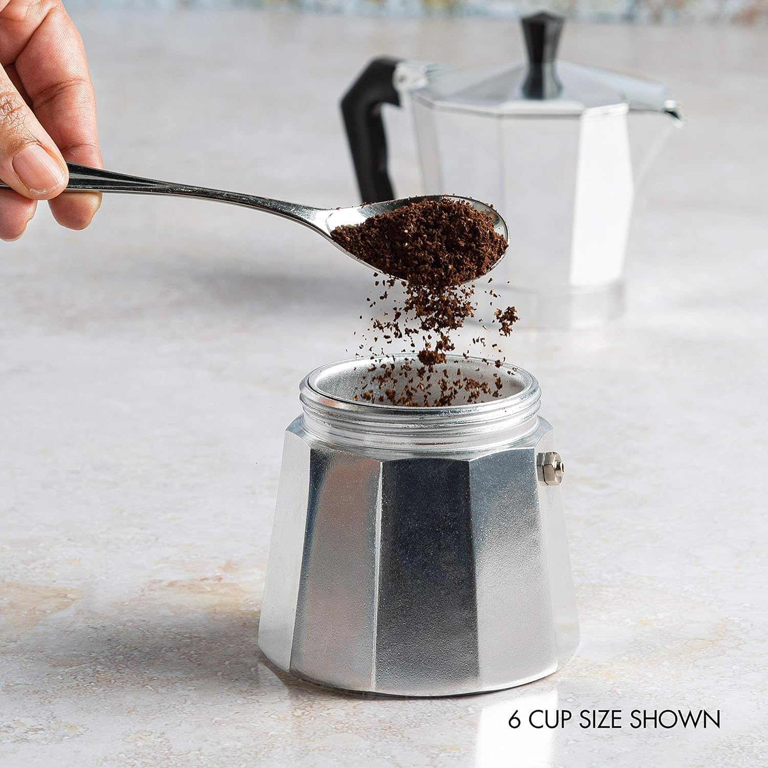 Italian Moka Pot Stovetop Espresso Maker - 3 Cup Silver for Home & Office Brewing