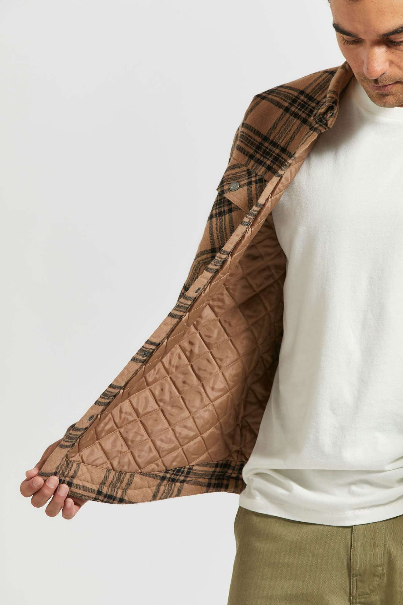 Bowery Quilted Long Sleeve Flannel Shirt in Woodsmoke/Black - Cozy Outdoor Wear for Camping & Fall Adventures