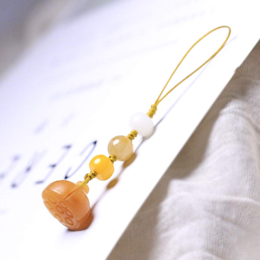 Lotus Jade Phone Charm Pendant - Elegant Beaded Phone Strap & Lanyard for iPhone, Samsung, Keys, USB Drives - Perfect for Car Keys, Office Decor, and Gift Giving