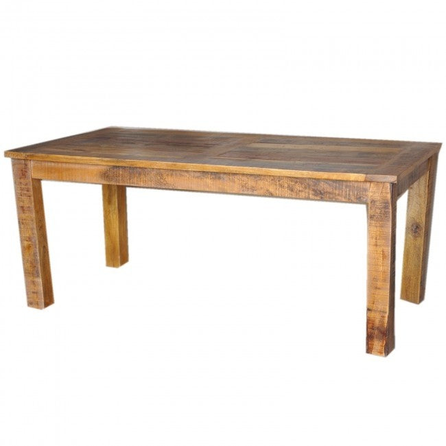 Reclaimed Mango Wood Rectangle Dining Table - 6 to 8 Seater, Honey Finish, 180cm - Perfect for Farmhouse, Rustic & Modern Dining Rooms