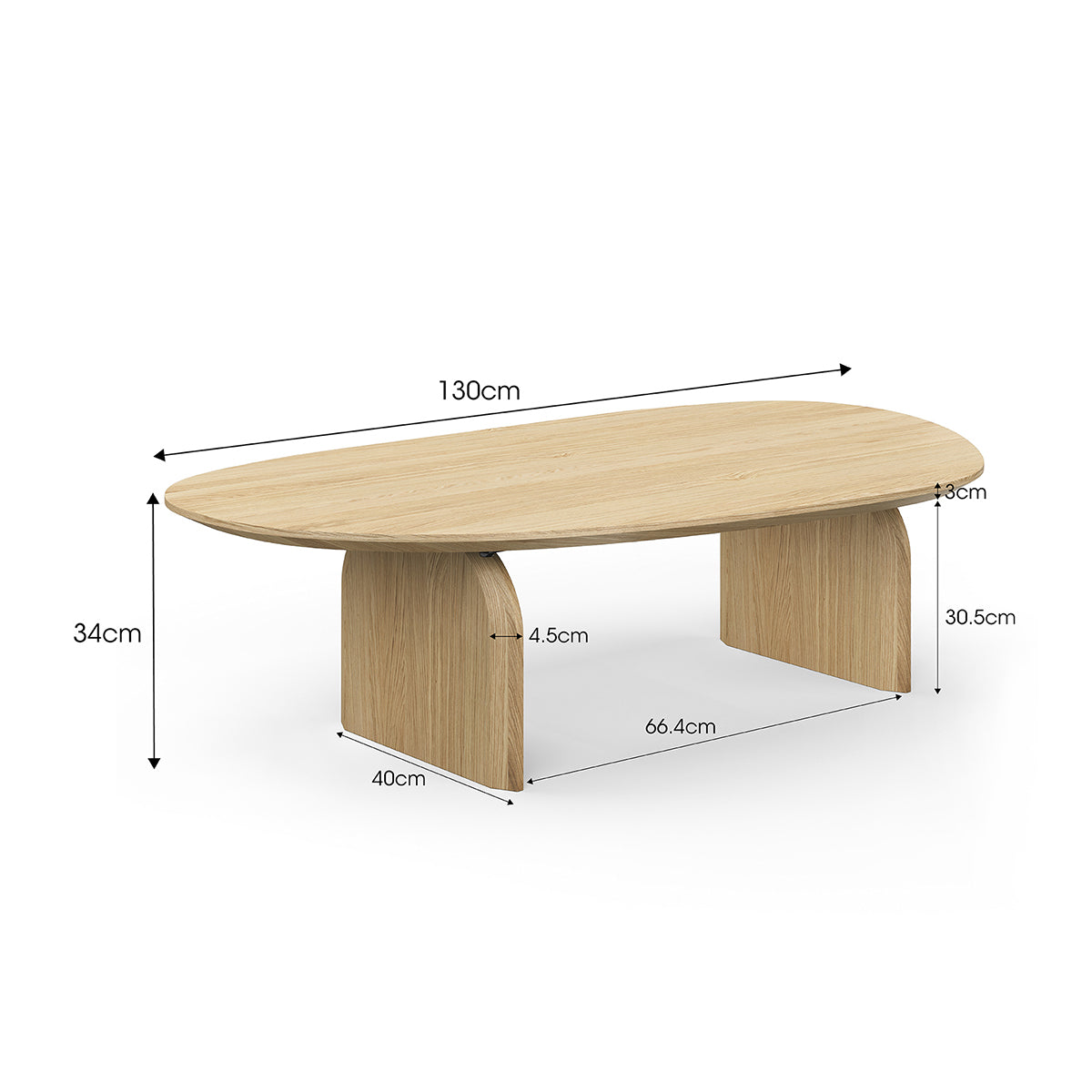 Stylish Oval Oak Coffee Table - Solid Wood Modern Living Room Furniture for Home Decor & Relaxation