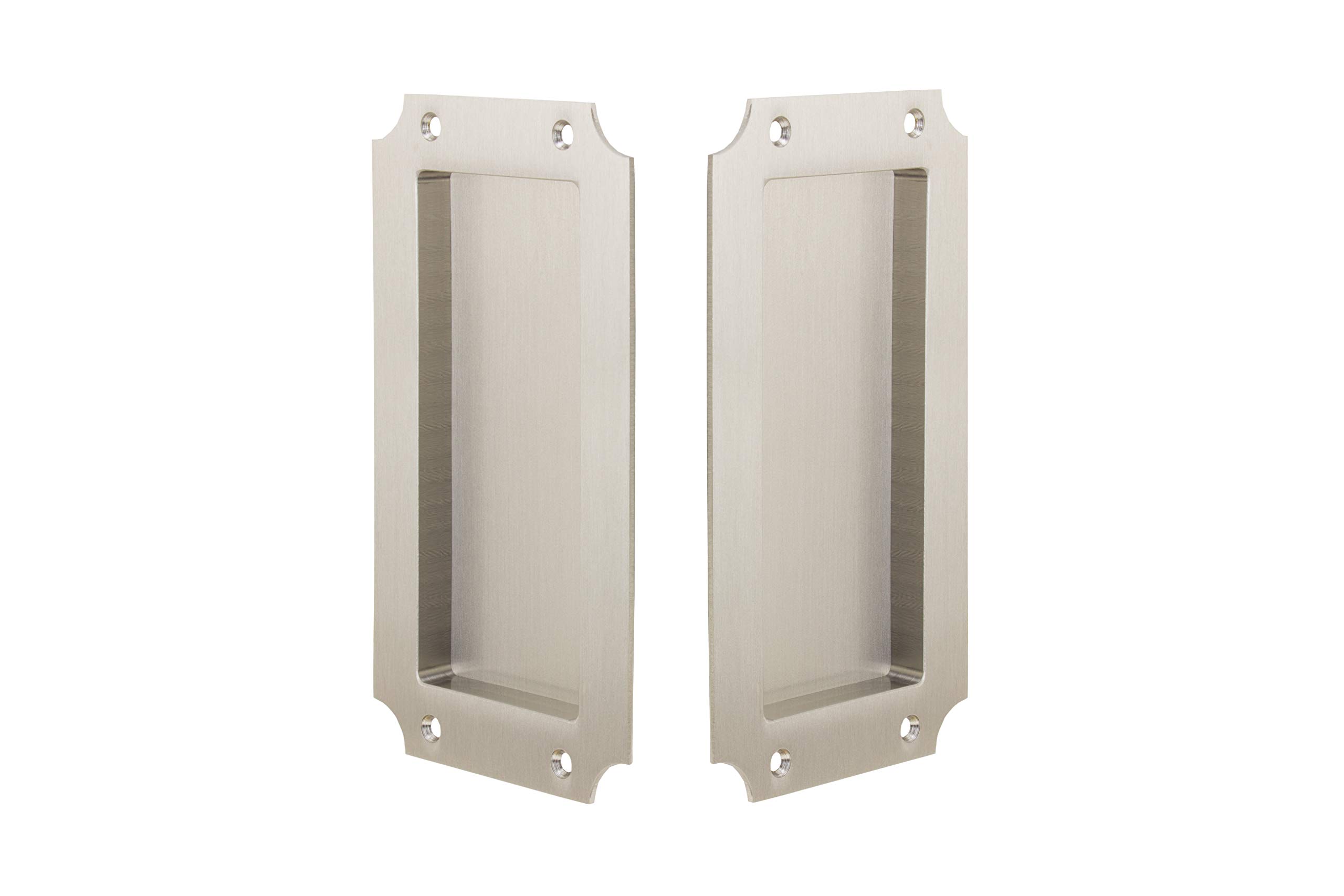 FPL Manor Solid Brass Pocket Door Hardware - Passage Function for Hall & Closet - Satin Nickel Finish - Ideal for Space-Saving Interior Doors & Modern Home Design