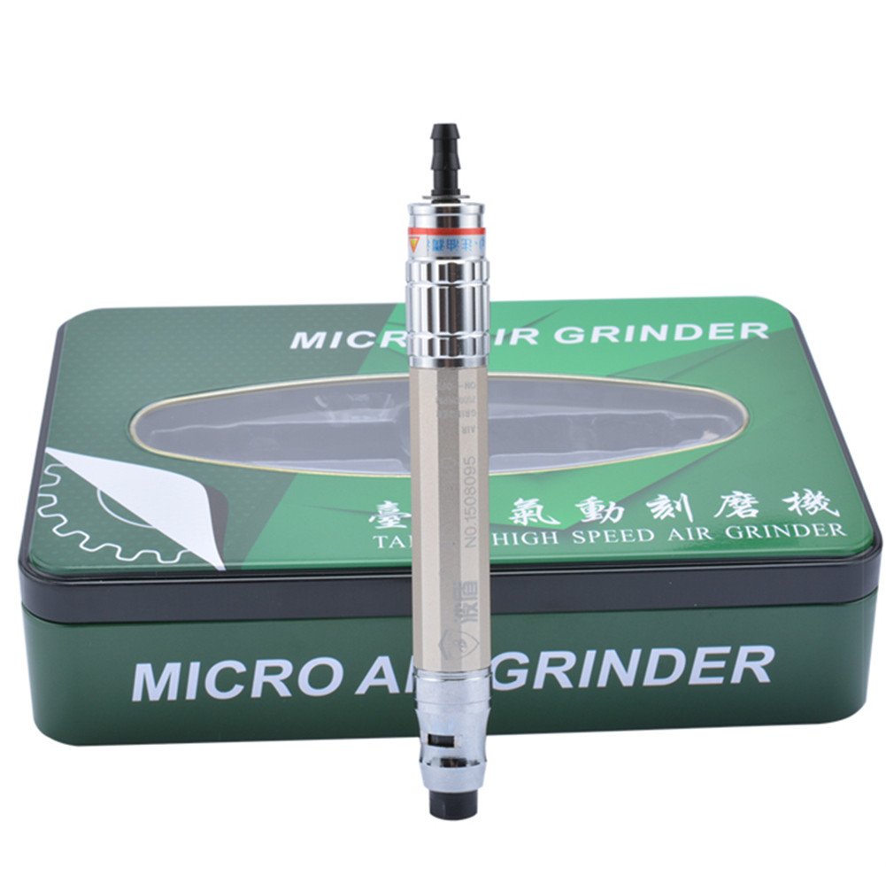 Micro Air Die Grinder Kit - Mini Pneumatic Pencil Type Polishing & Engraving Tool - Professional Air Power Tool (Champagne Gold) for Metalworking, Jewelry Making & DIY Crafts