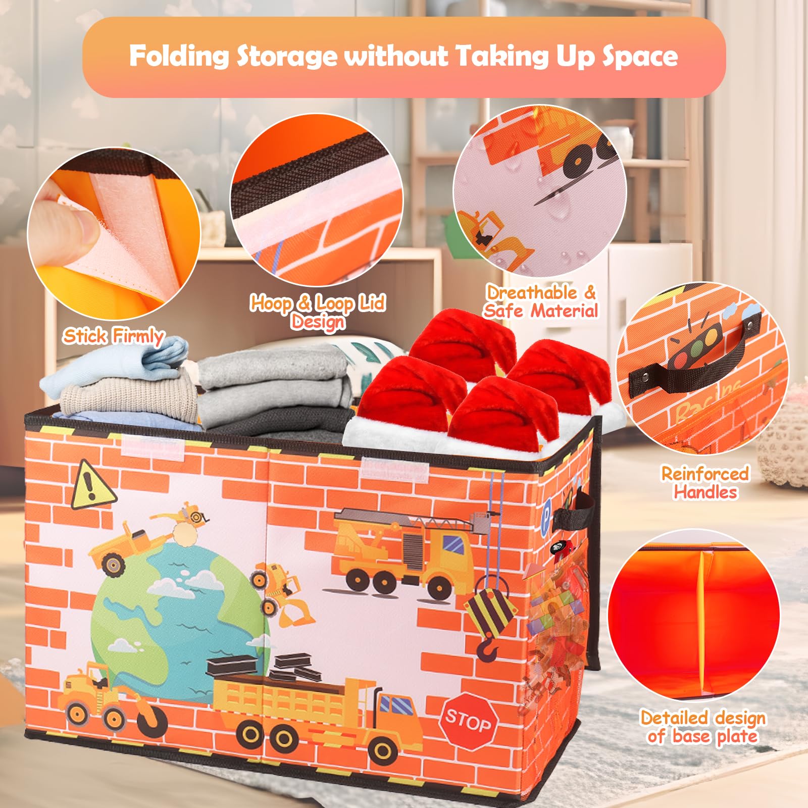 Collapsible Large Toy Storage Box with Lid - 25