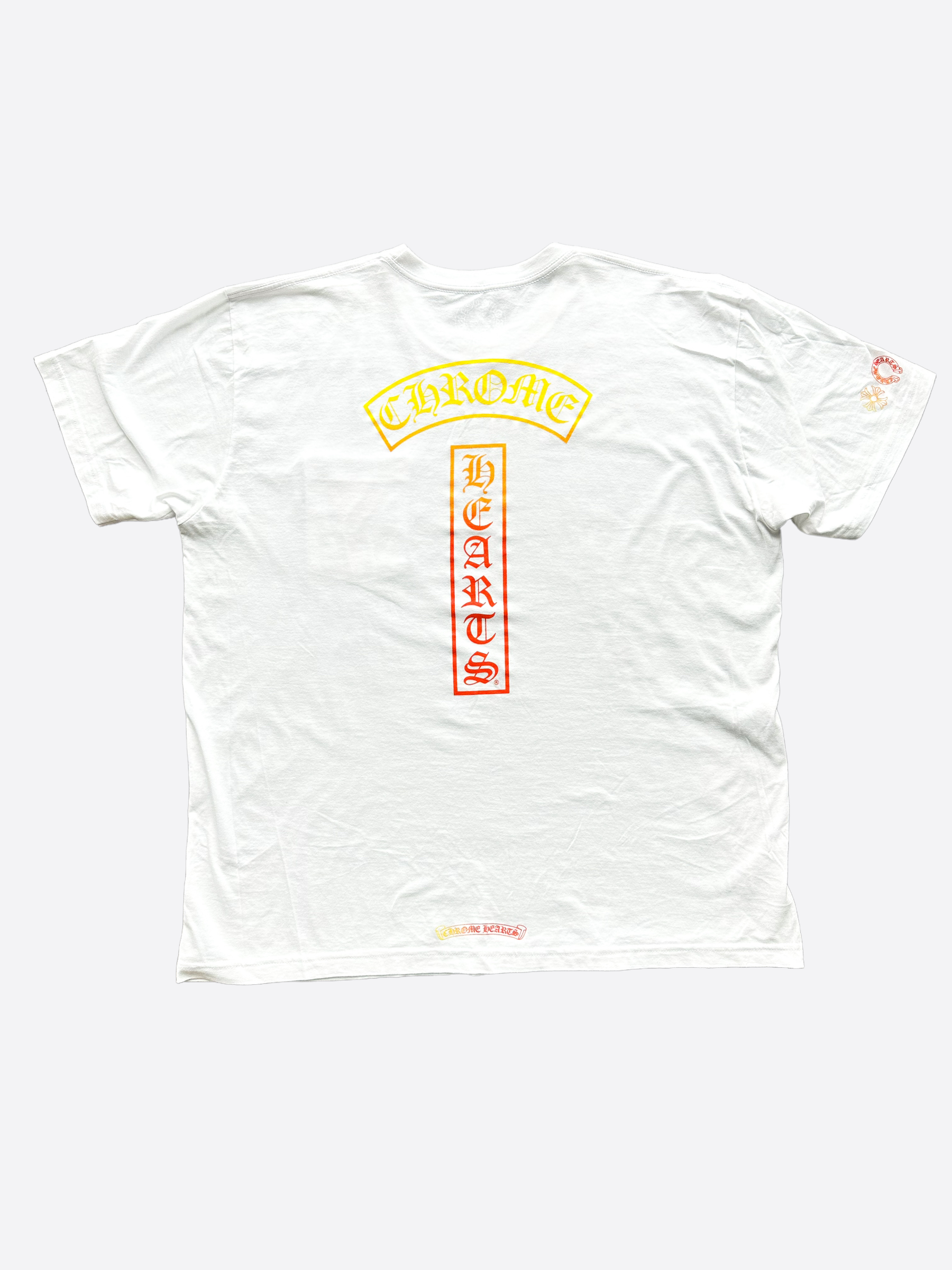 Chrome Hearts White Sunset Gradient T-Bar T-Shirt for Men | Trendy Graphic Tee for Casual Wear & Street Style Outfits