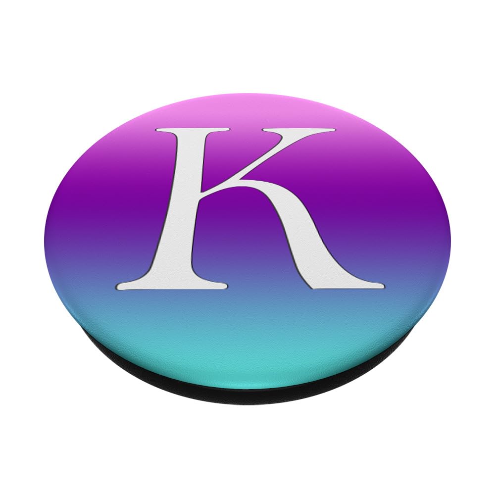 White Initial Letter K Phone Grip - Teal Purple Pink PopSockets Adhesive PopGrip for Secure Phone Handling, Perfect for Selfies, Video Calls, and On-the-Go Convenience