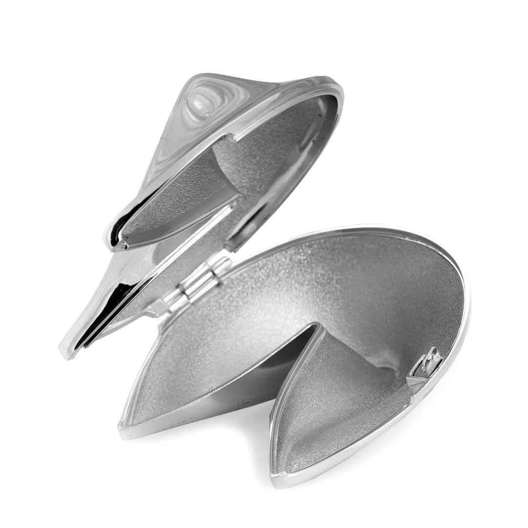 Lucky Silver Fortune Cookie Box - Elegant Chinese Dessert Holder for Parties, Weddings & Gifts | Premium Metal Cookie Container for Restaurants & Events