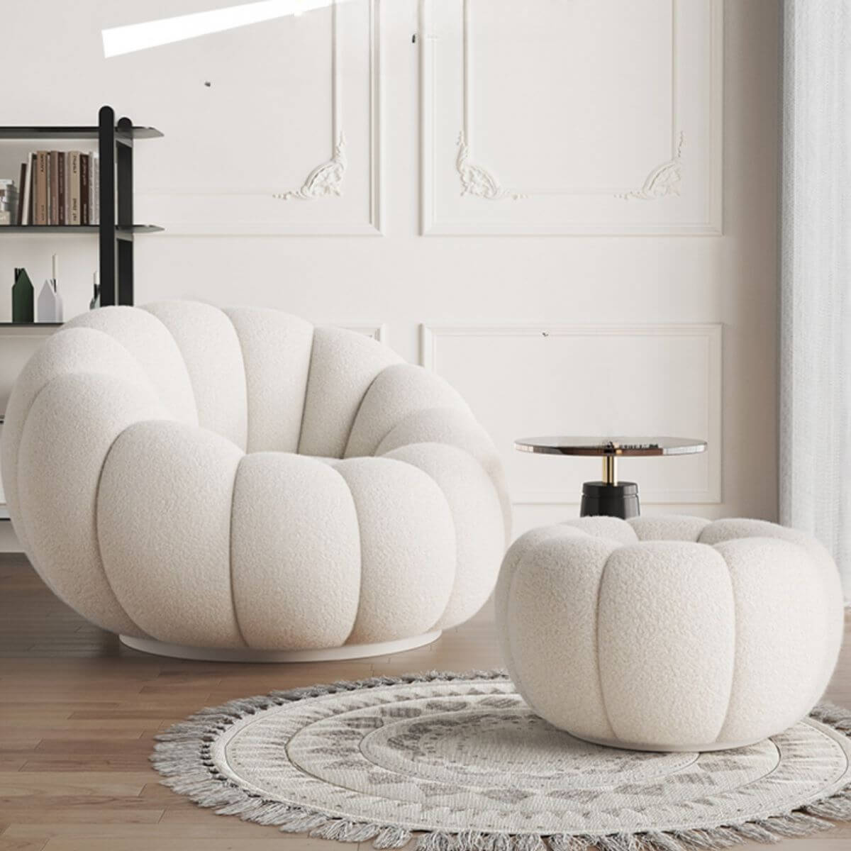 Stylish Modern Solid Color Lounge Chair with Soft Cushion Back - Rose/Yellow/Sepia Options & 360° Swivel Base | Perfect for Living Room, Bedroom or Office Relaxation