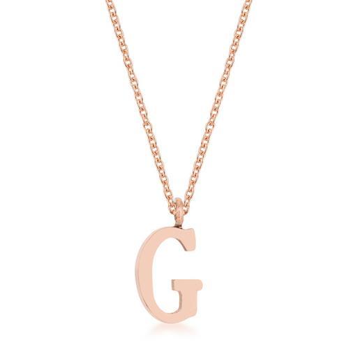Elaina Rose Gold Stainless Steel G Initial Necklace for Women - Personalized Monogram Letter Pendant Jewelry Gift for Her - Perfect for Birthday, Anniversary, Valentine's Day & Everyday Wear