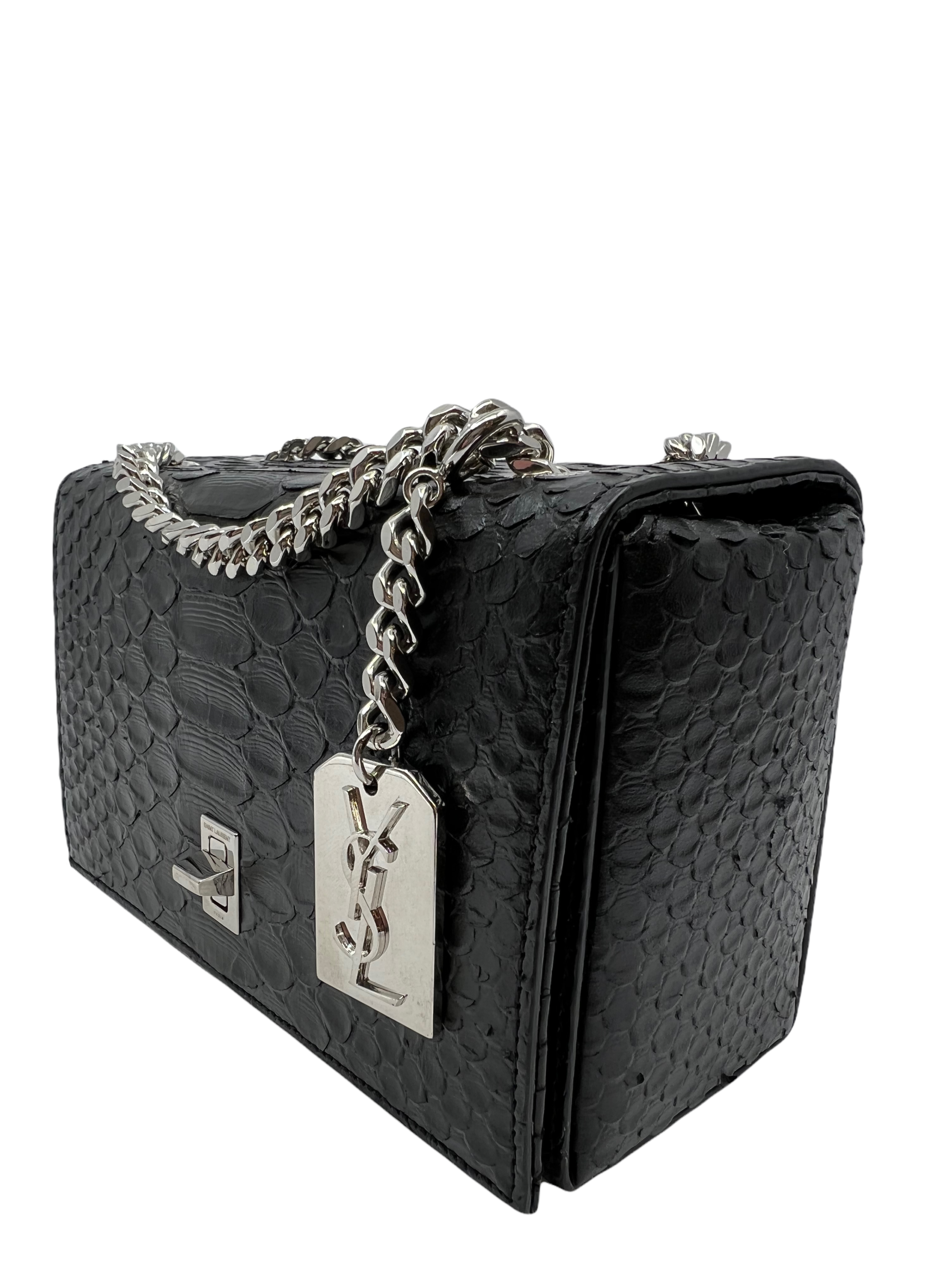 Saint Laurent Calfskin Snakeskin Embossed Mini Shoulder Bag for Women | Luxury Designer Crossbody Purse | Perfect for Evening Parties, Date Nights & Special Occasions
