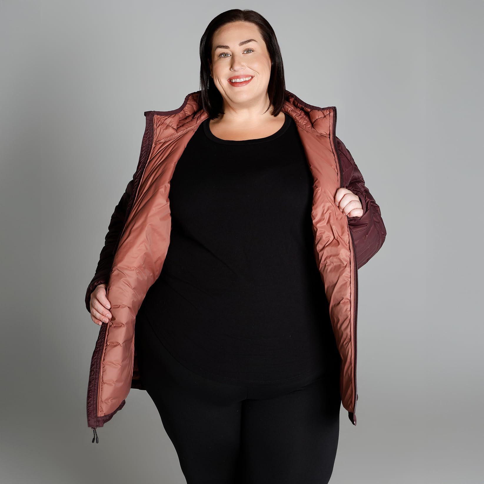 Women's Plus Size Packable Down Jacket 1X-6X - Lightweight Hooded Puffer Coat for Spring & Fall | Warm Travel Jacket for Outdoor Activities & Daily Commute