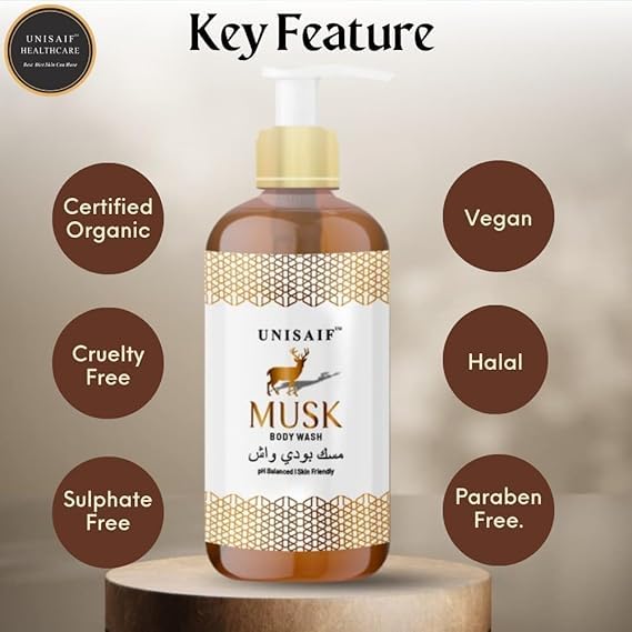 Premium Musk Scented Body Wash for Men - Hydrating & Refreshing Shower Gel for Daily Use - Ideal for Gym, Workout & Post-Sports Cleansing