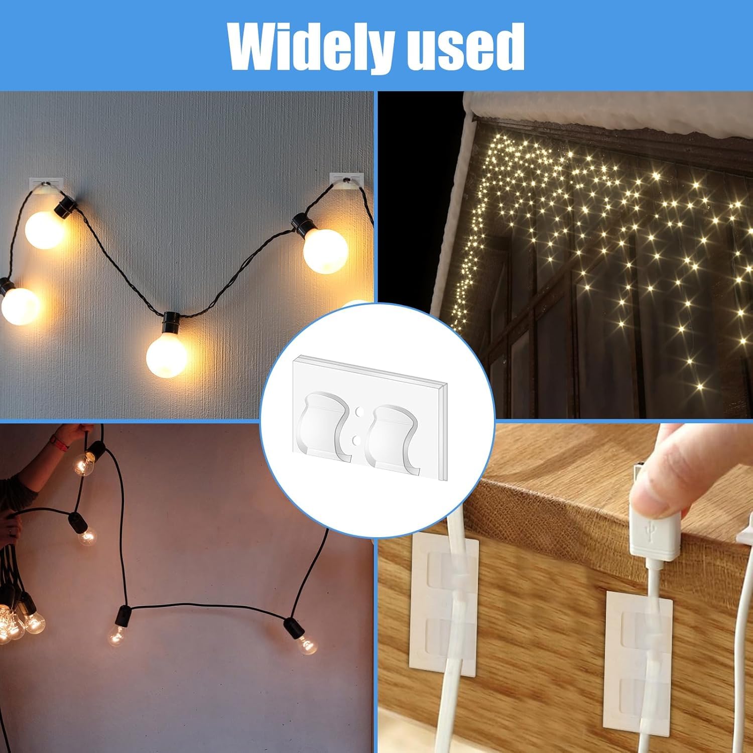 24Pcs Clear Outdoor Light Clips - Heavy Duty Waterproof UV-Resistant Hooks for String Lights, Perfect for Patio, Fence, Balcony & Indoor Decor | Ideal for Parties, Weddings & Backyard Lighting