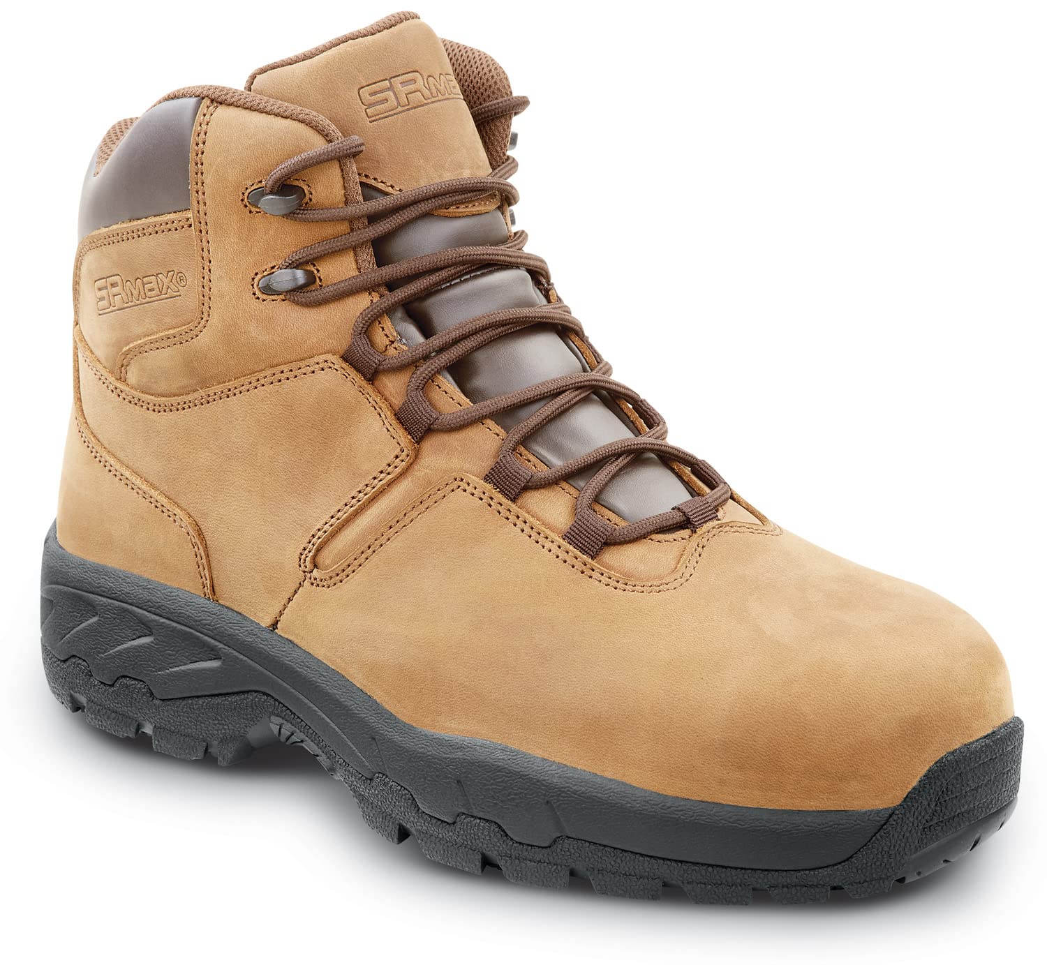 SR Max Estes Men's Brown Composite Toe Waterproof Work Boots - Heavy Duty Safety Shoes for Construction, Warehouse & Outdoor Work