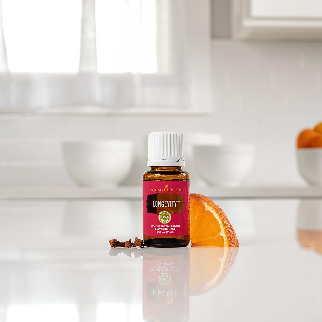Young Living Longevity Essential Oil 15ml - Immune System Support & Wellness Boost - Invigorating Clean Aroma for Diffusers - Perfect for Aromatherapy, Stress Relief & Home Fragrance